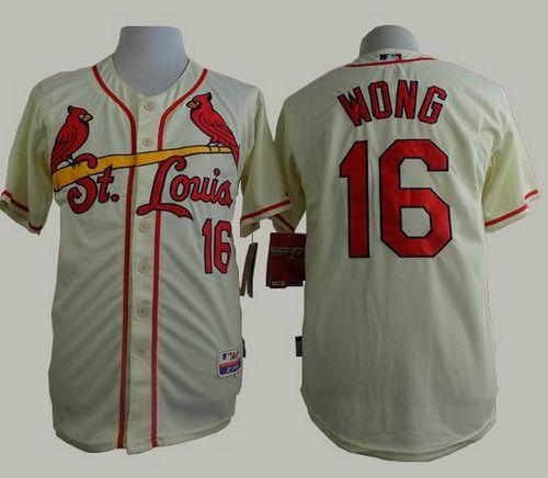 Cardinals #16 Kolten Wong Cream Cool Base Stitched MLB Jersey - Click Image to Close